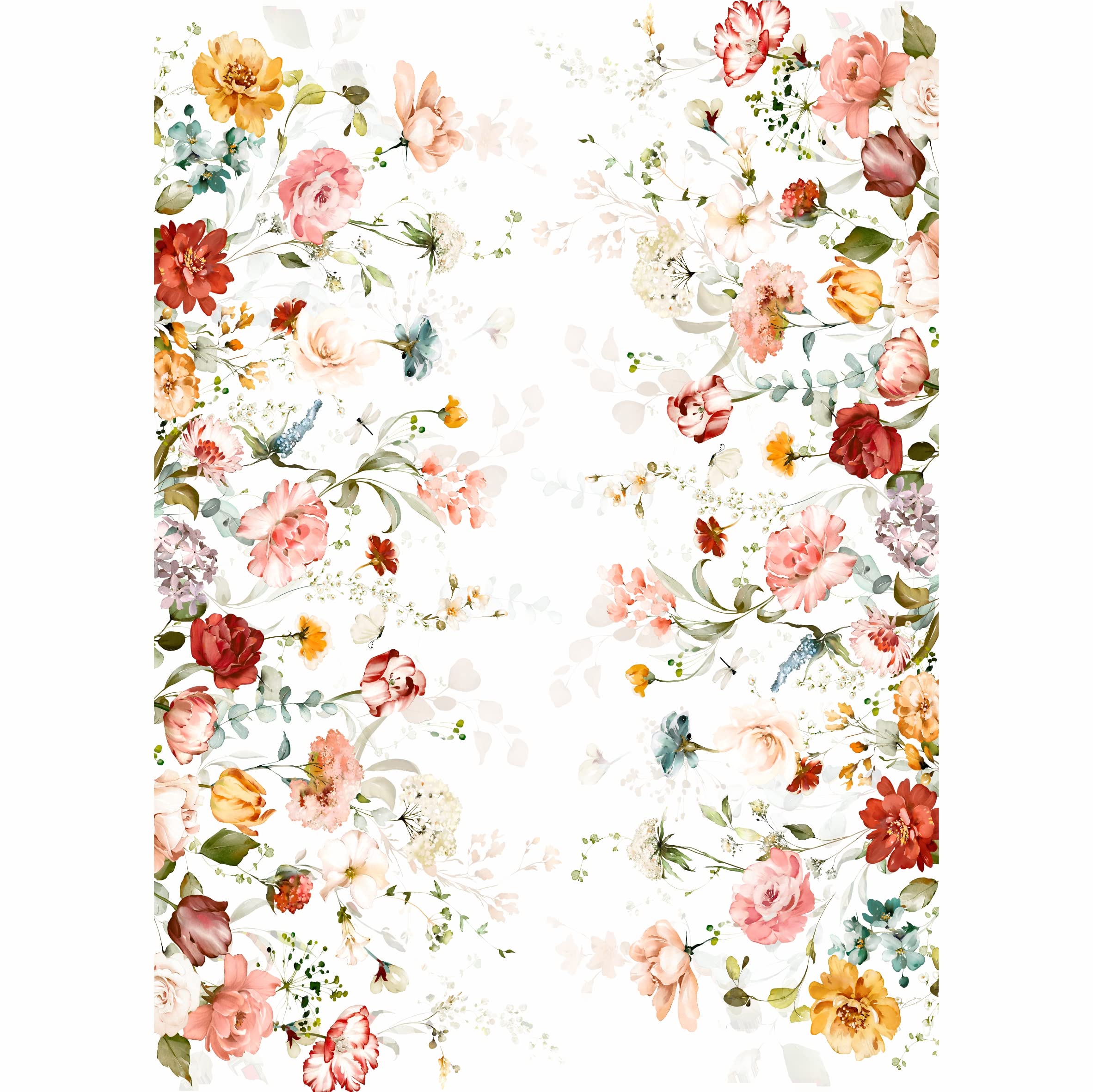 Blush Border Rice Paper, 29.21 x 40.64 cm - 3 sheets Printed Mulberry Paper Border Images 36gsm Visible Fibres to Decoupage Furniture Renovation Crafts