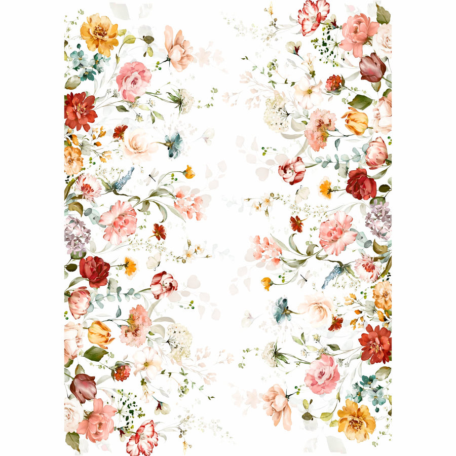 Blush Border Rice Paper, 29.21 x 40.64 cm - 3 sheets Printed Mulberry Paper Border Images 36gsm Visible Fibres to Decoupage Furniture Renovation Crafts