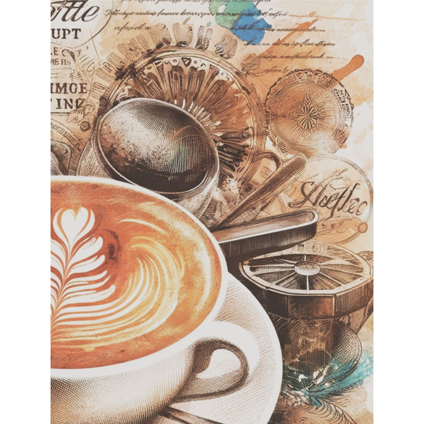 Coffee Shop Rice Paper, 8 x 10.5 inch - for Decoupage Scrapbooking Cards Crafts