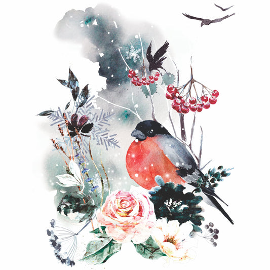 Winter Overlay Rice Paper, 20.32 x 26.67 cm - 6 x Different Printed Mulberry Paper Images 30gsm Visible Fibres for Decoupage Crafts Mixed Media Collage Art