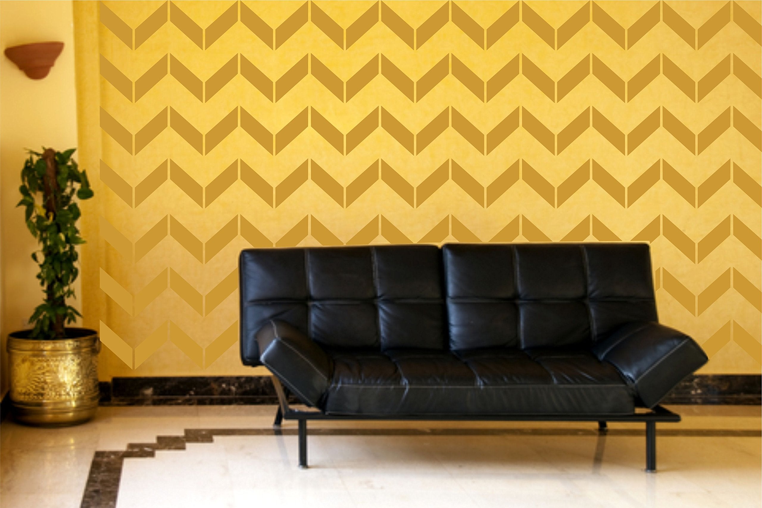 Chevron Wall Stencil - 16.5 x 16.5cm (S) - Reusable Large Herringbone Allover Pattern Wall Stencil Template