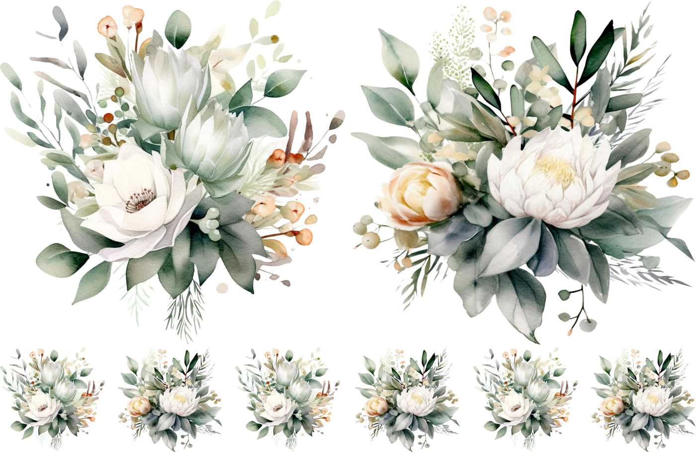 Bouquet Rice Papers - 4 Pages | 32 Pieces | 8 Unique Designs | Versatile Decoupage Designs for Art Projects & Crafting by CRAFT KREATIVELY (White)