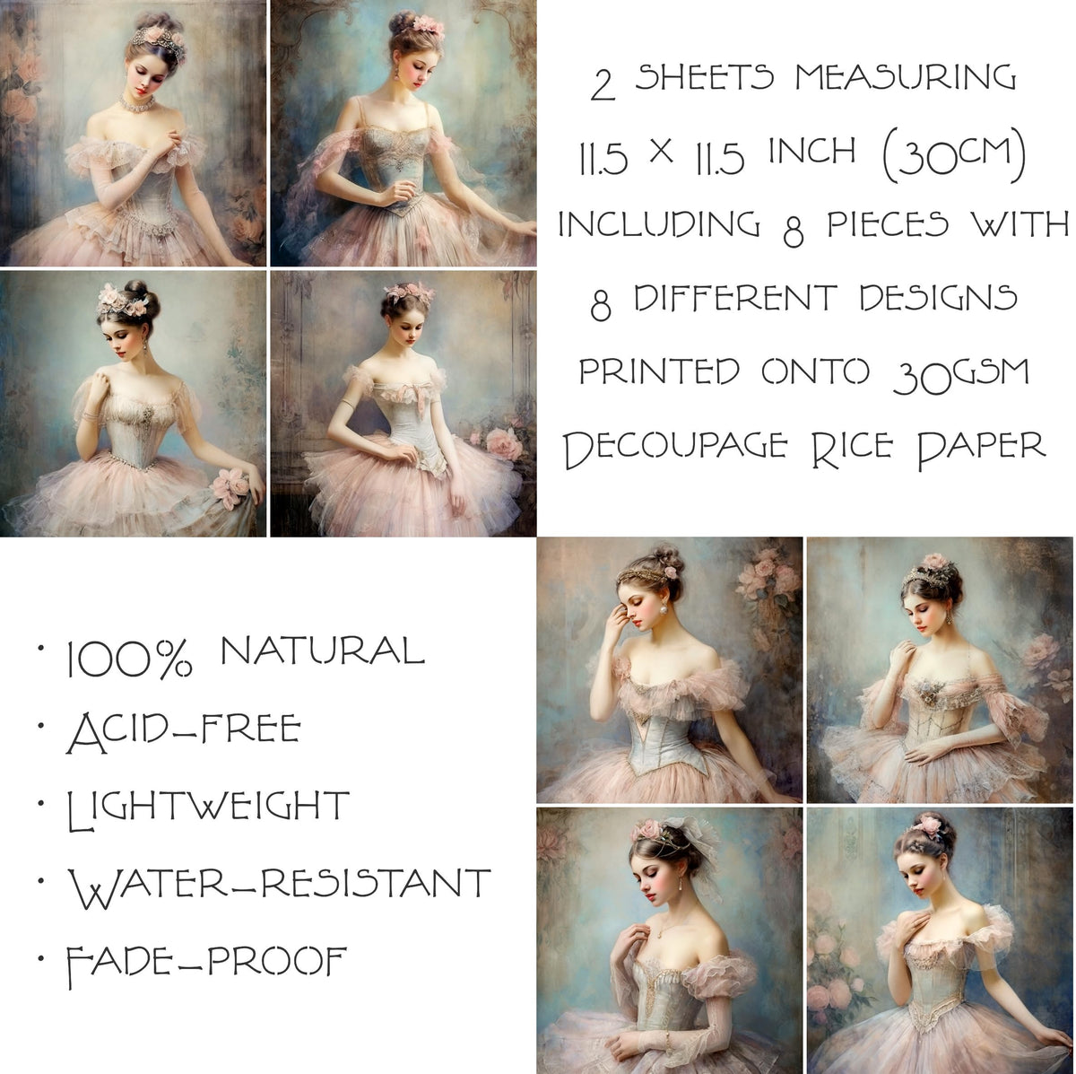 Square Rice Papers – Decoupage Paper Design for Furniture, Mixed Media, Cards & Crafts, Decoupage by CRAFT KREATIVELY
