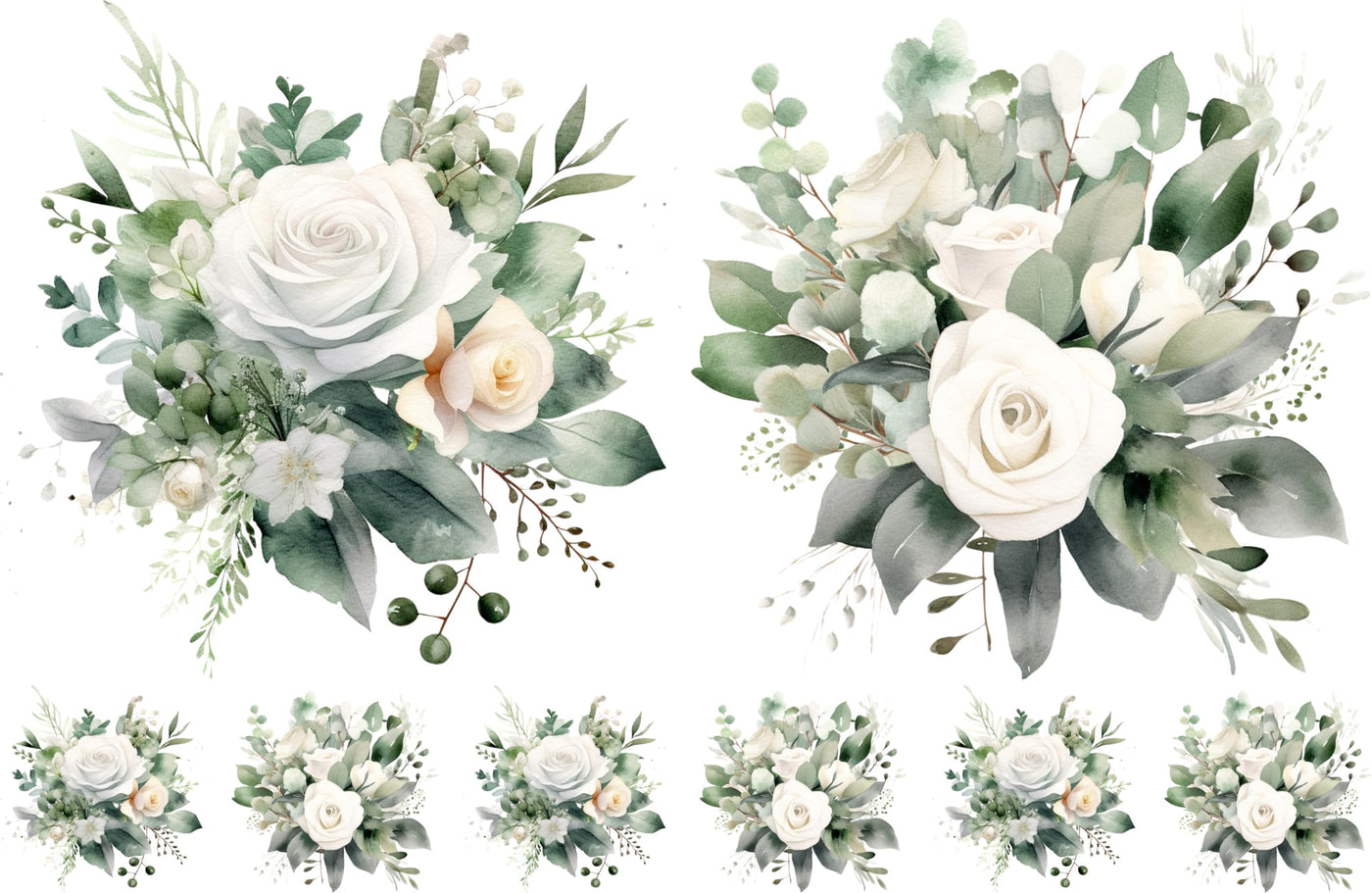 Bouquet Rice Papers - 4 Pages | 32 Pieces | 8 Unique Designs | Versatile Decoupage Designs for Art Projects & Crafting by CRAFT KREATIVELY (White)
