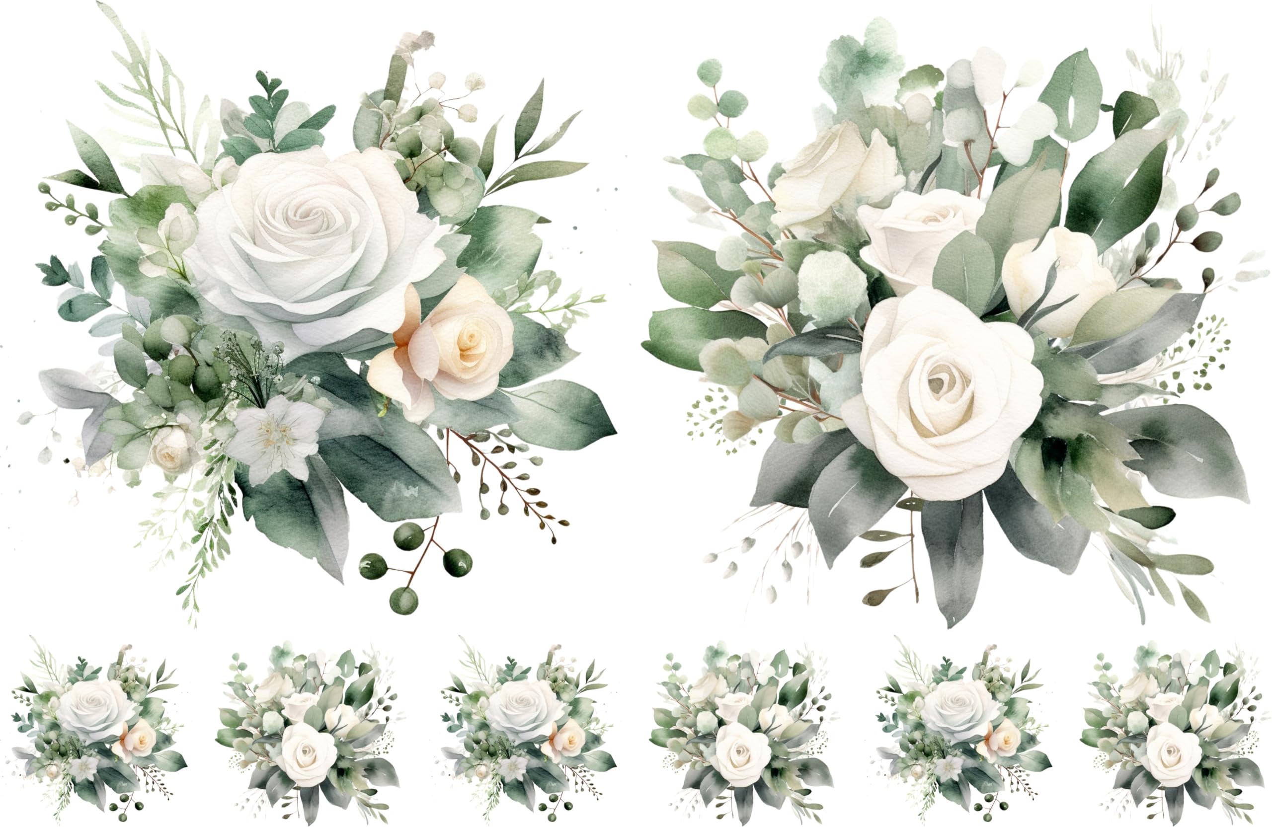 Bouquet Rice Papers - 4 Pages | 32 Pieces | 8 Unique Designs | Versatile Decoupage Designs for Art Projects & Crafting by CRAFT KREATIVELY (White)