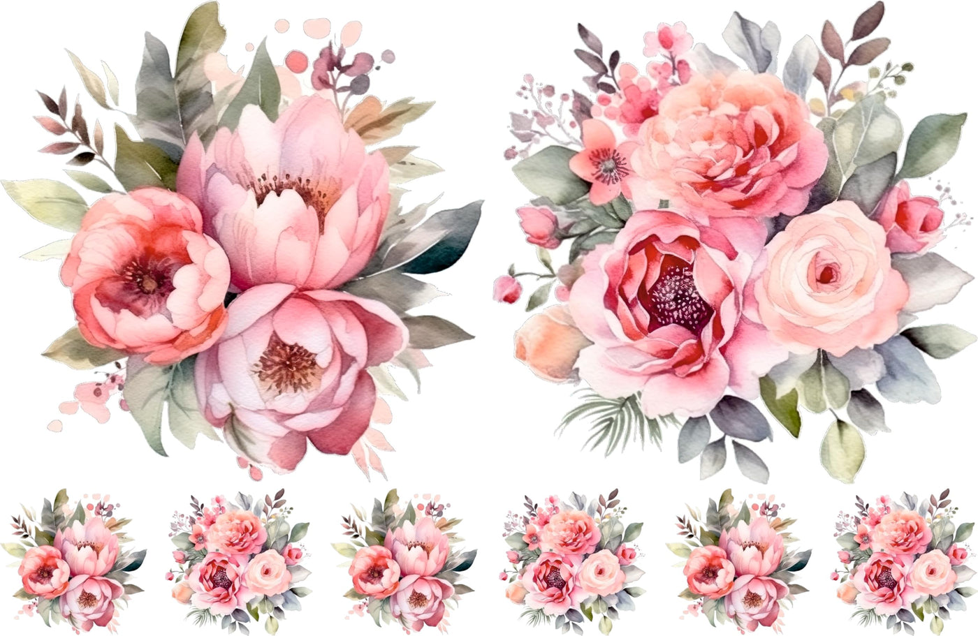 Bouquet Rice Papers - 4 Pages | 32 Pieces | 8 Unique Designs | Versatile Decoupage Designs for Art Projects & Crafting by CRAFT KREATIVELY (Pink)