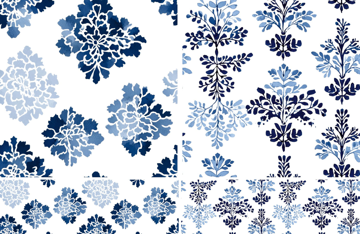 Blue Damask Decoupage Rice Papers, 8 x 11.5 inch (A4) - 4 Sheets | 16 Pieces | 8 Unique Designs | Versatile Christmas Designs for Art Projects & Crafting by CRAFT KREATIVELY