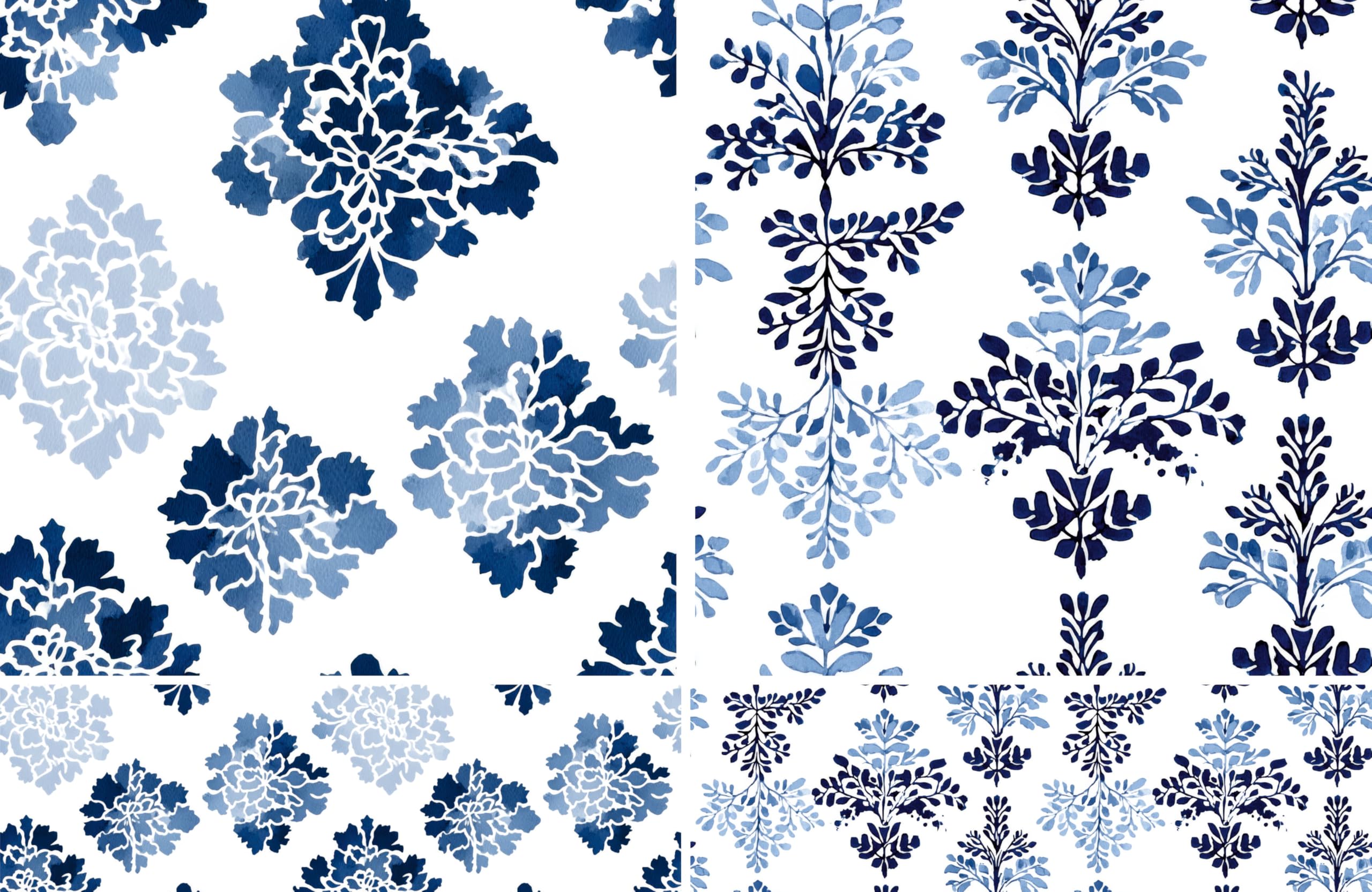 Blue Damask Decoupage Rice Papers, 8 x 11.5 inch (A4) - 4 Sheets | 16 Pieces | 8 Unique Designs | Versatile Christmas Designs for Art Projects & Crafting by CRAFT KREATIVELY