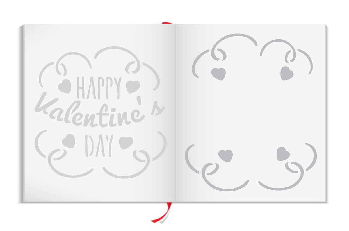 Valentines Day Stencil, 7.62 x 7.62 cm -Happy Day Saying Quote Love