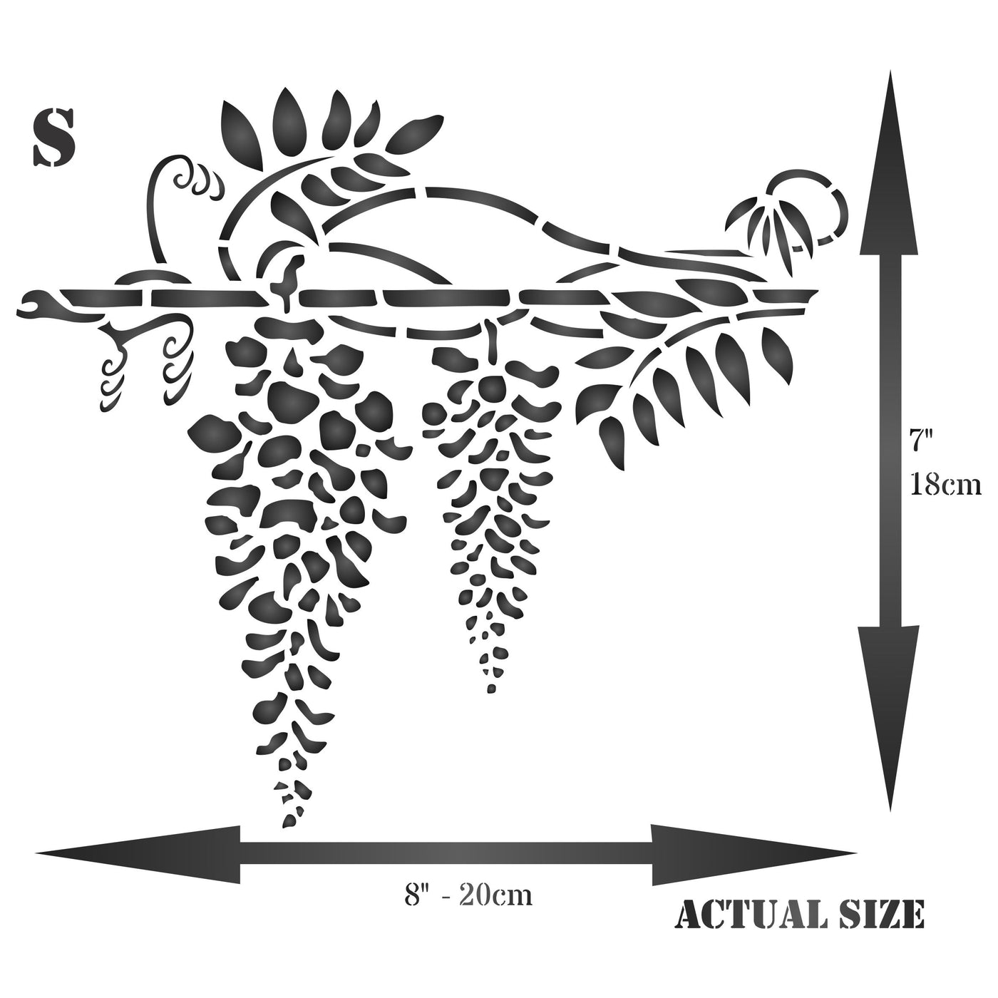 Wisteria Stencil - Classic Flower Border Design