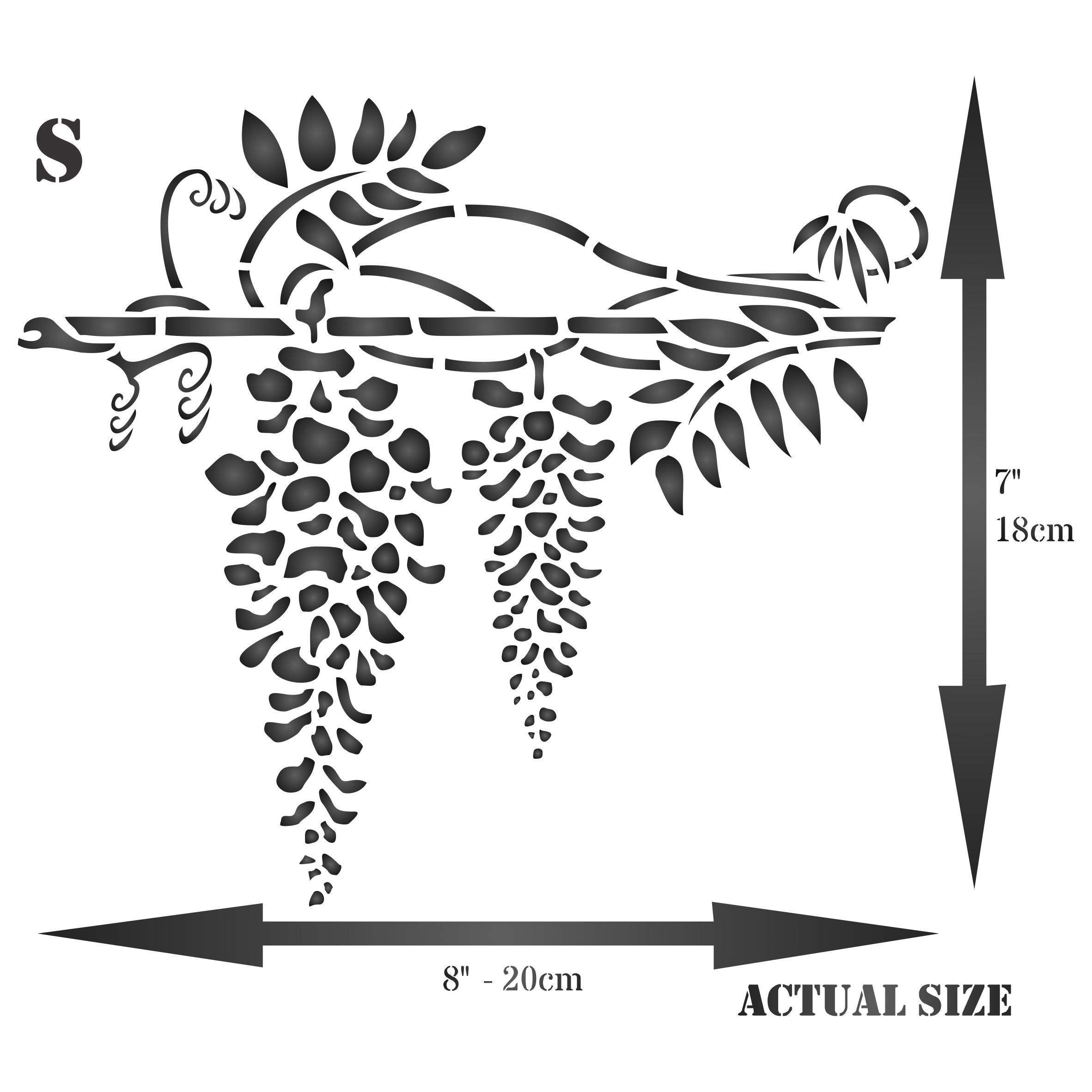 Wisteria Stencil - Classic Flower Border Design