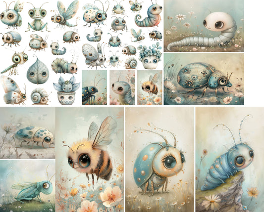 Cute Bugs Decoupage Rice Paper, 20.32 x 26.67 cm - for Decoupage Scrapbooking Craft