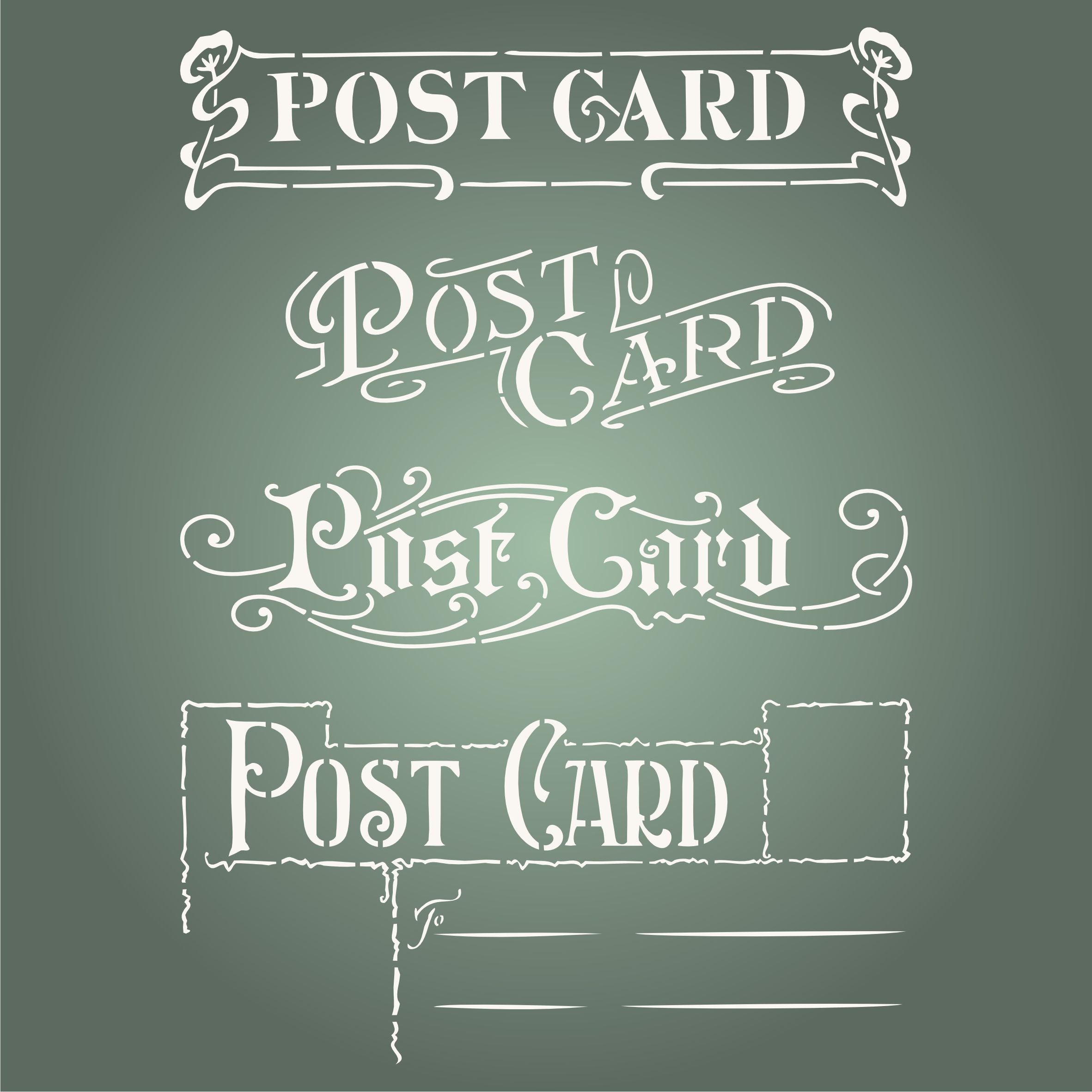 Post Cards Stencil - Vintage Post Card Headers