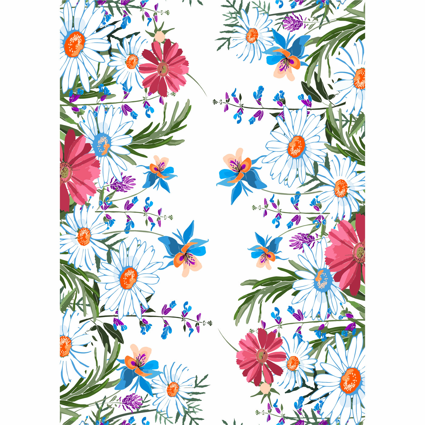 Daisy Border Rice Paper- 7 Sheets Printed Mulberry Paper Border 36gsm