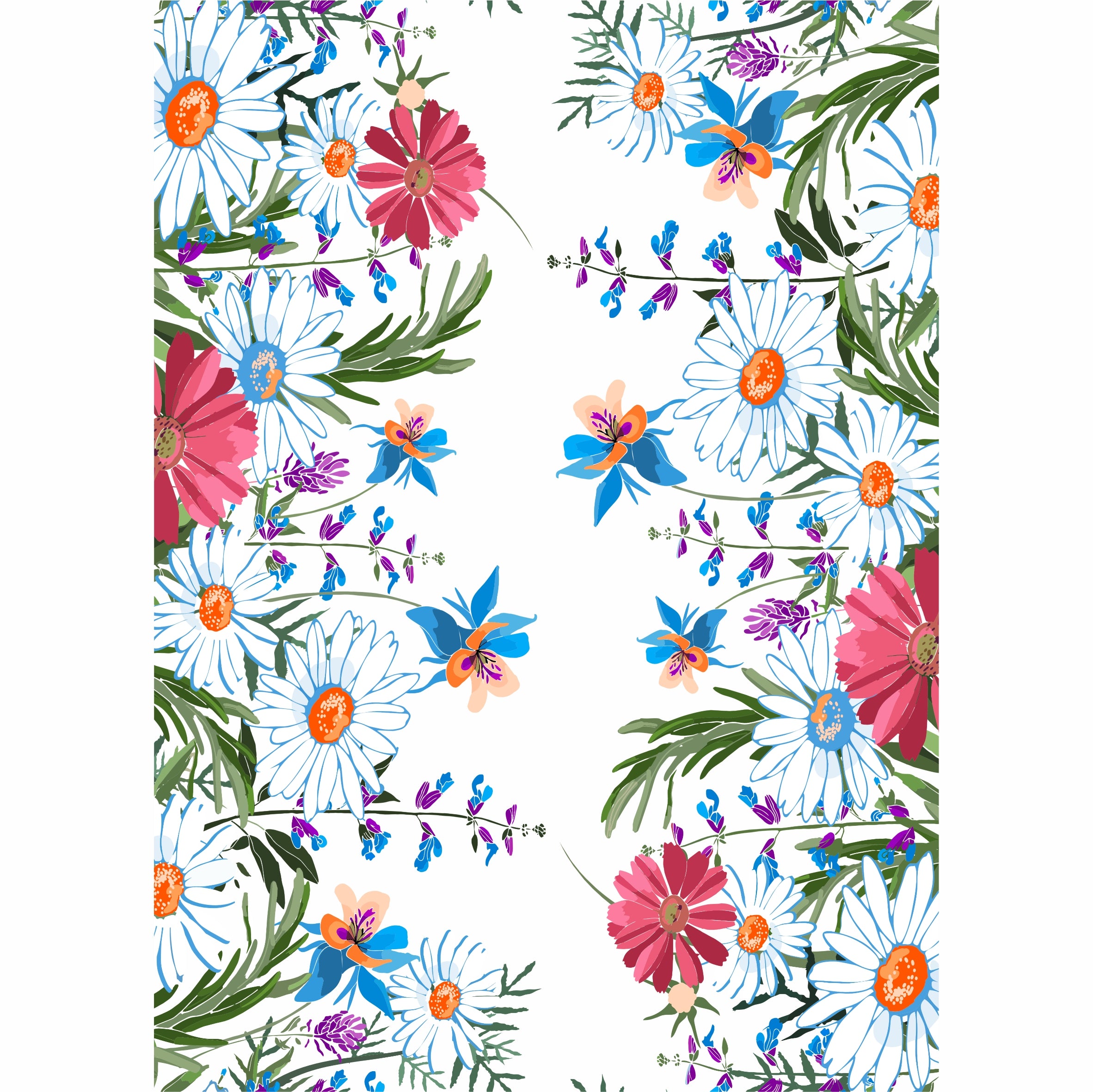 Daisy Border Rice Paper- 7 Sheets Printed Mulberry Paper Border 36gsm