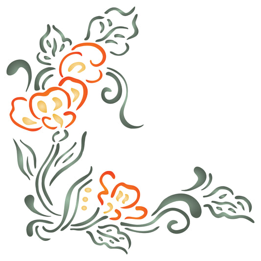 Victorian Embroidery Stencil - Vintage Floral Embroidery Tile Pattern