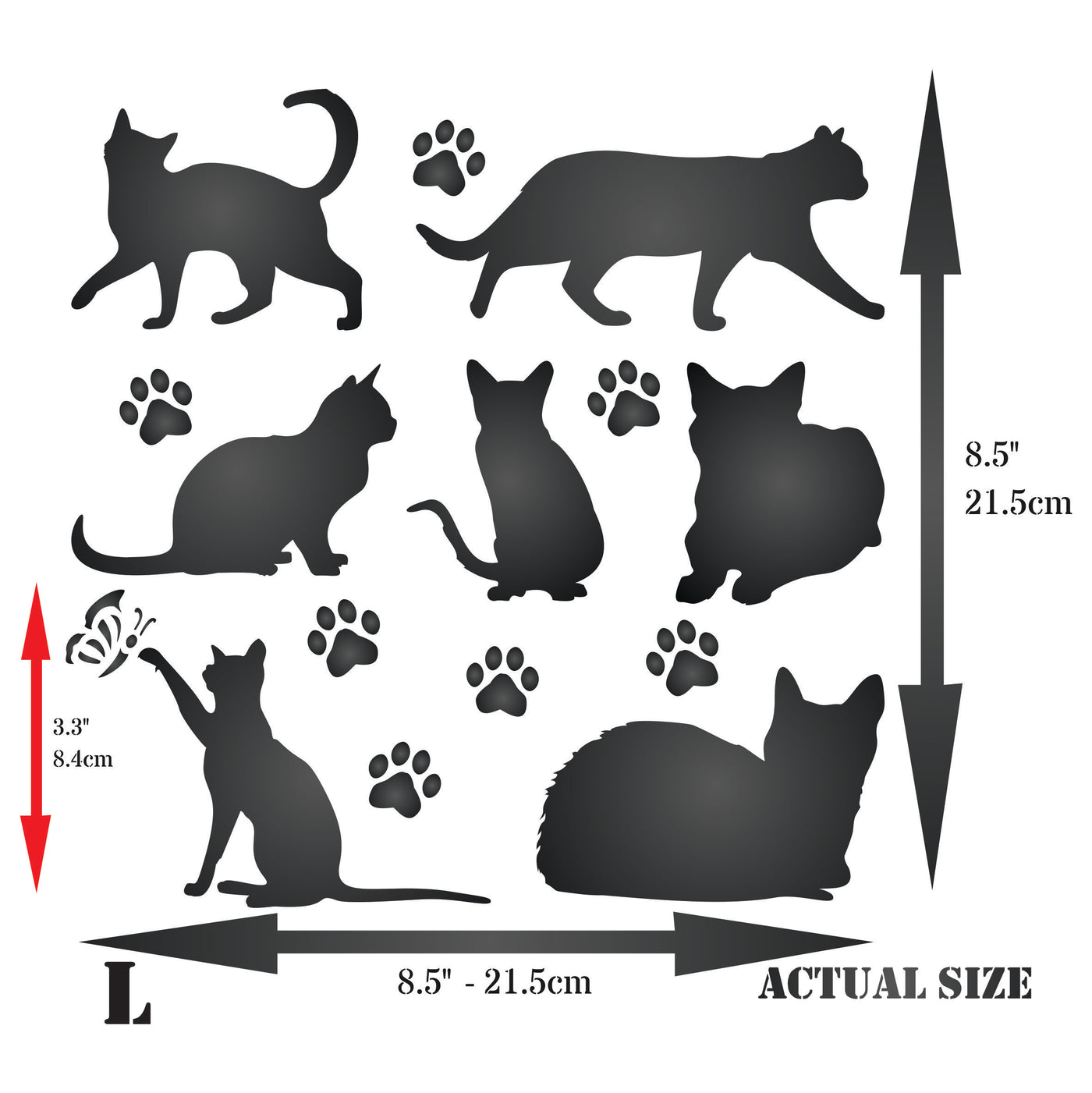 Cat Stencil - Pet Friend Animal Feline Silhouette