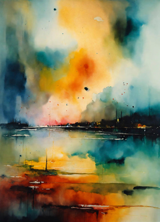 Abstract Harbor Rice Paper, 29.21 x 40.64 cm - for Decoupage Print Crafts