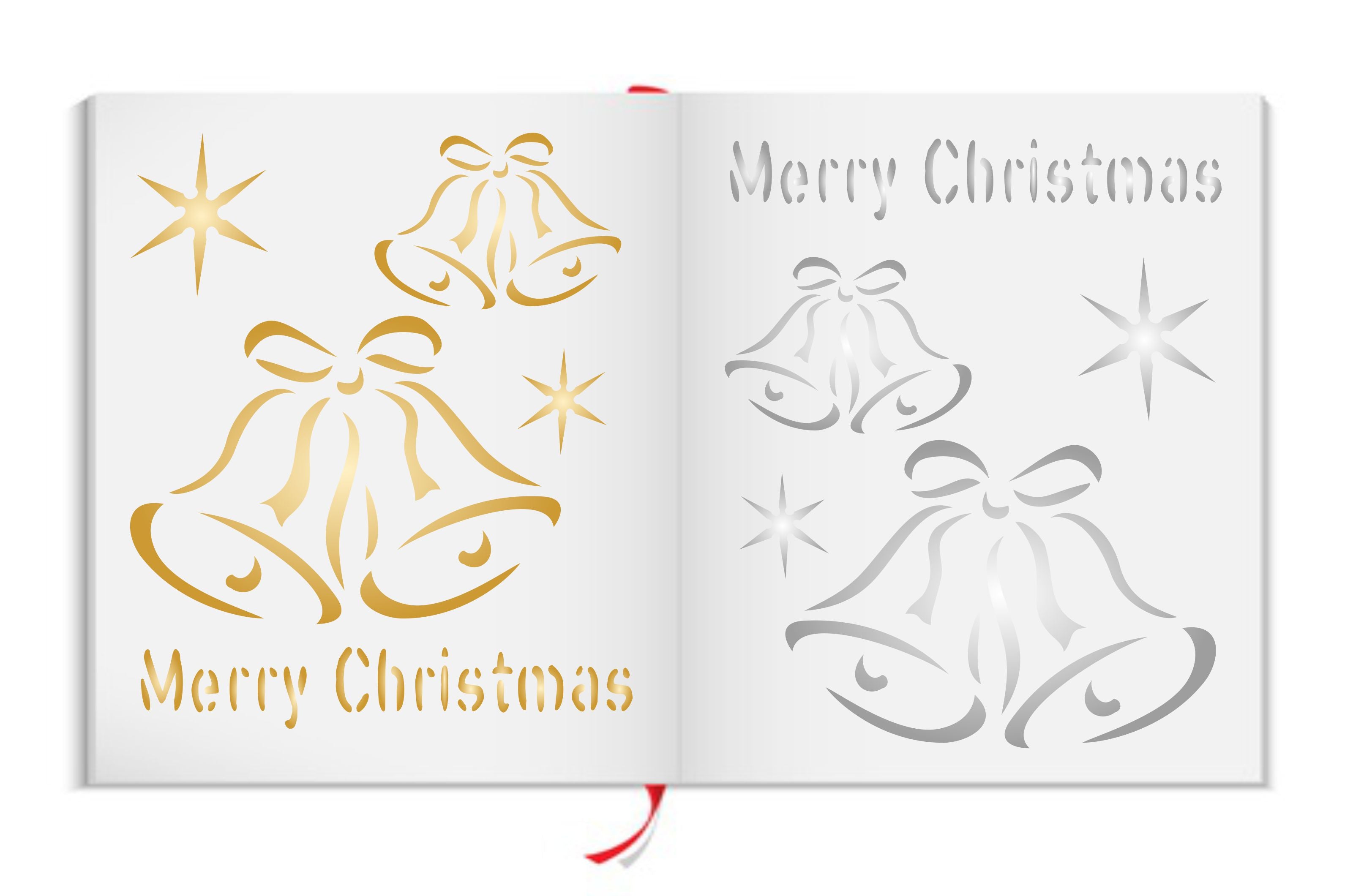 Christmas Bells Stencil - Bell Christmas Cards or Decorations