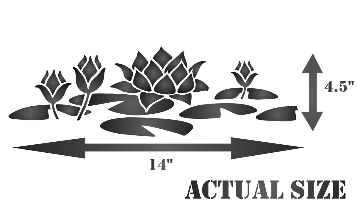 Water Lily Stencil, 7.62 x 11.43 cm - Classic Lily Flower Border