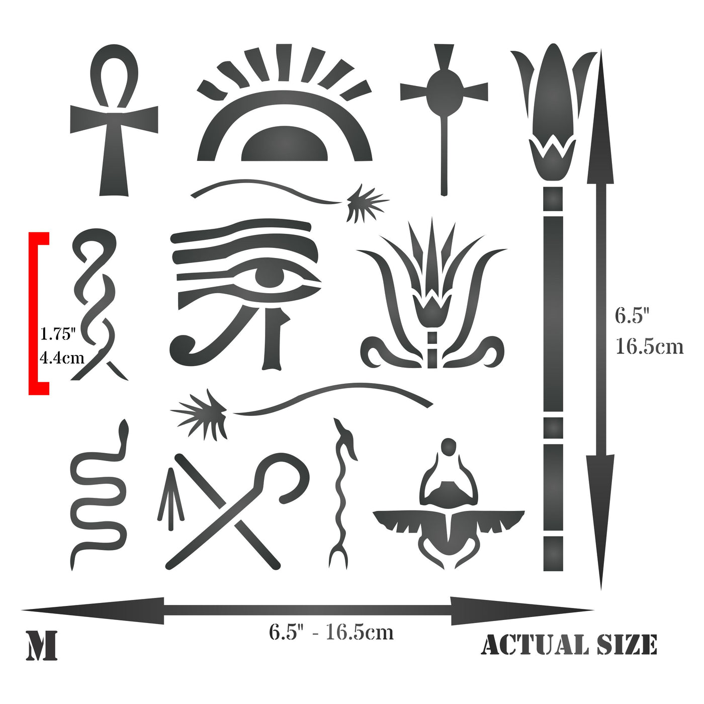 Egyptian Symbols Stencil - Classic Egypt Symbol Hyroglyphics