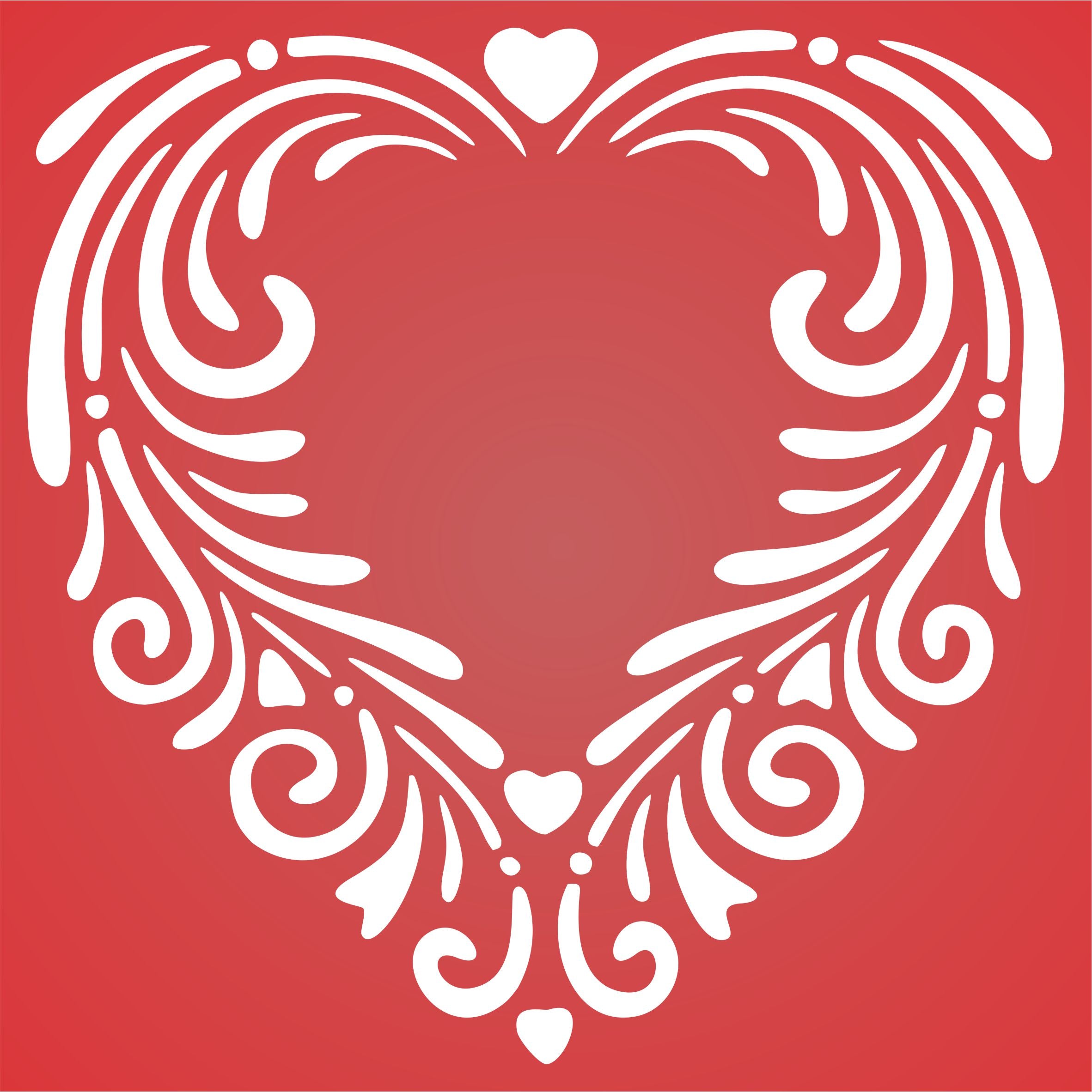 Fancy Heart Stencil - Valentine Floral Heart Design