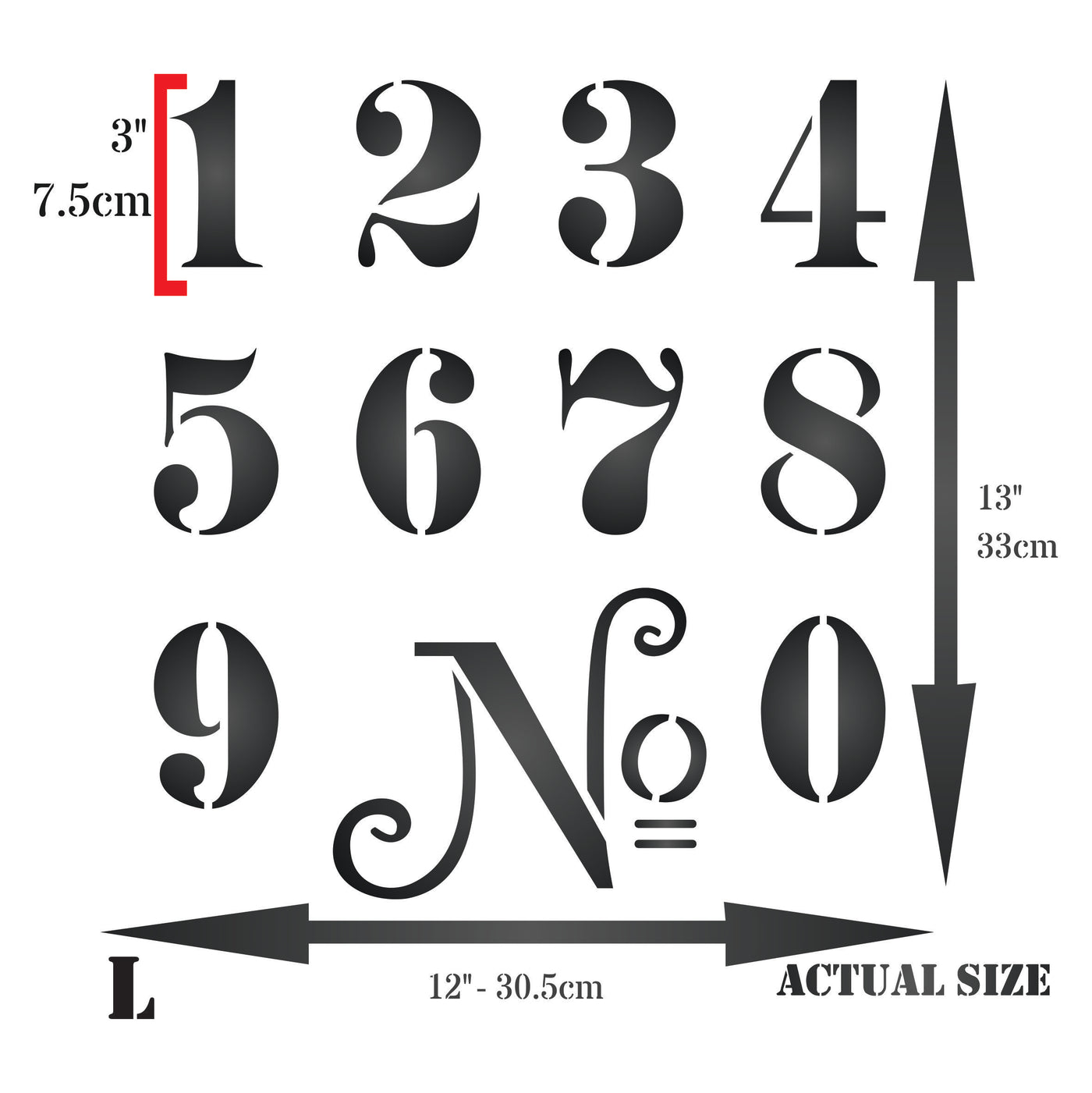 French Numbers Stencil - Vintage French Themed Word