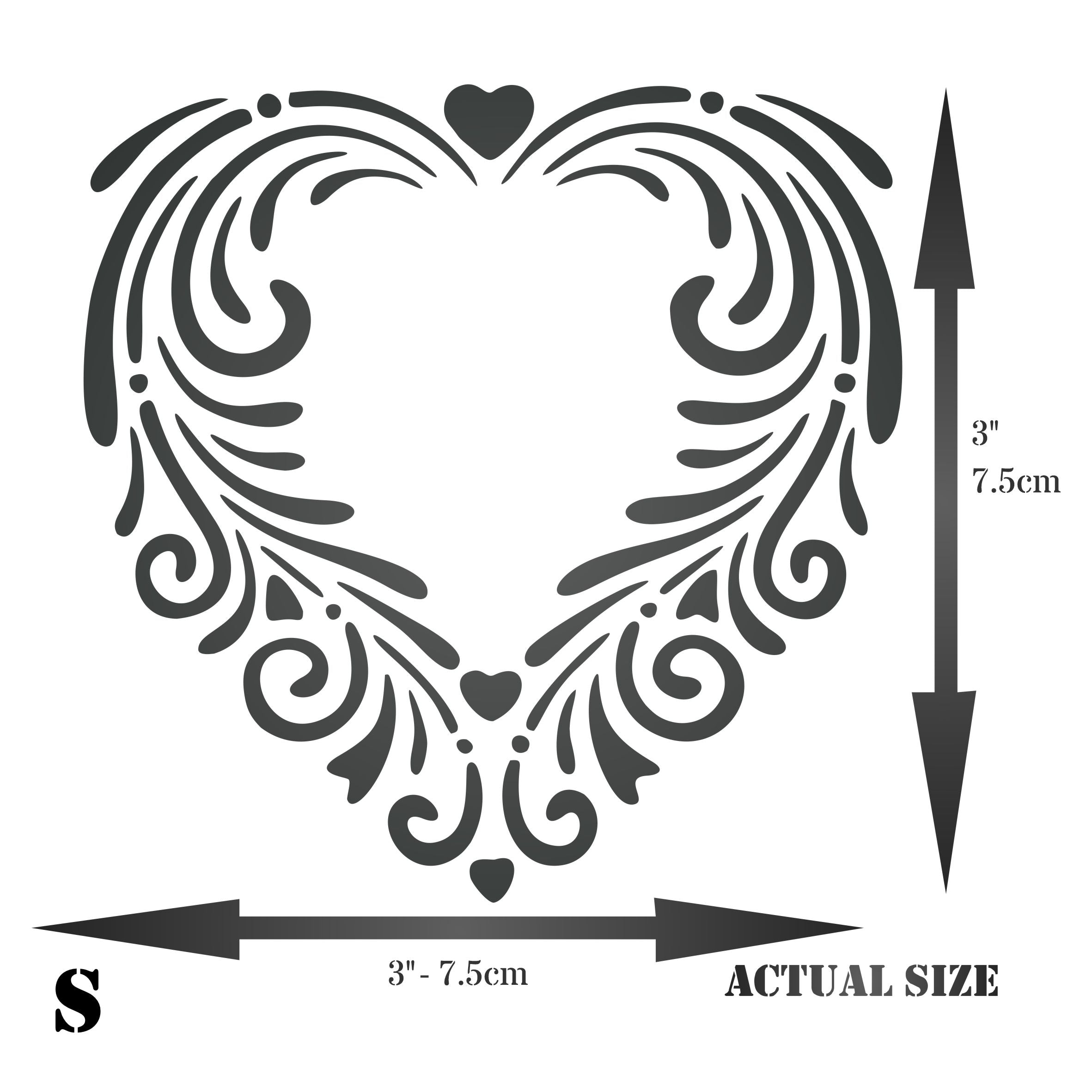 Fancy Heart Stencil - Valentine Floral Heart Design