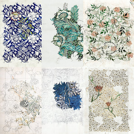 Pattern Theme Rice Paper- 6 Unique Printed Mulberry Paper Images 30gsm