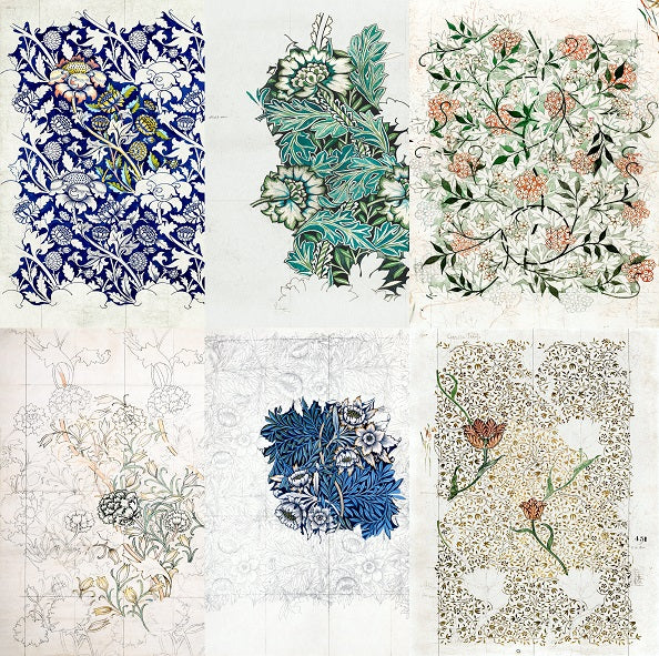 Pattern Theme Rice Paper- 6 Unique Printed Mulberry Paper Images 30gsm