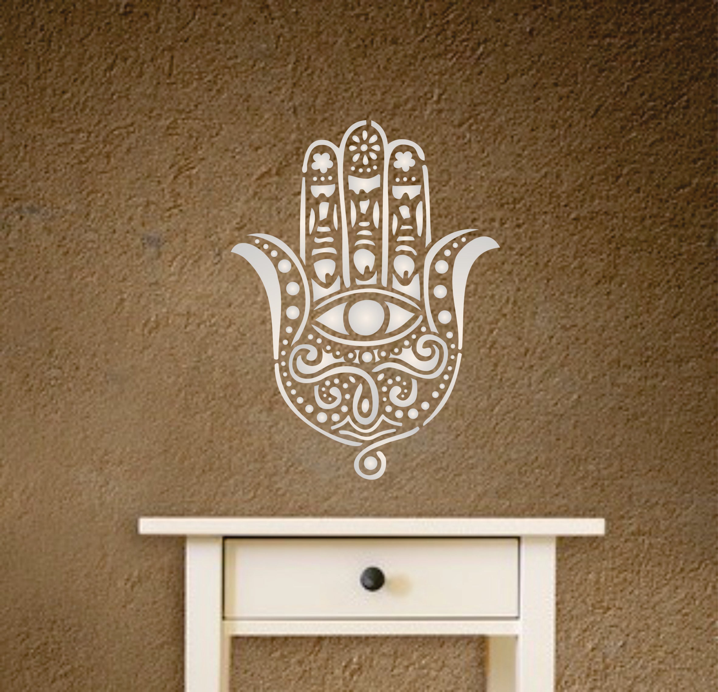 Fatimas Hand Stencil - Hamsa Hand Islam Judaism Kabbalah