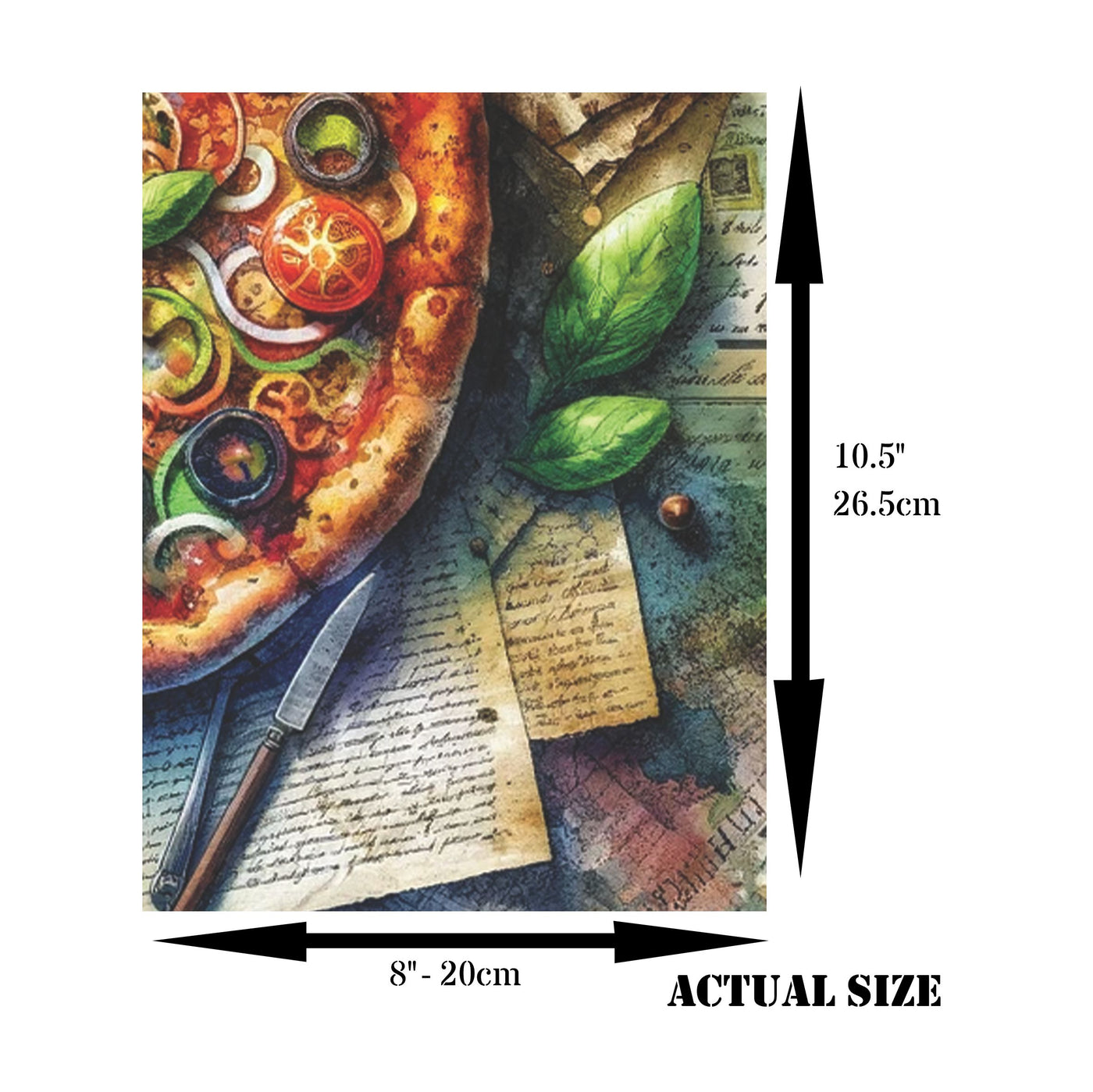 Pizza Rice Paper, 8 x 10.5 inch - for Decoupage Scrapbooking Cards Crafts