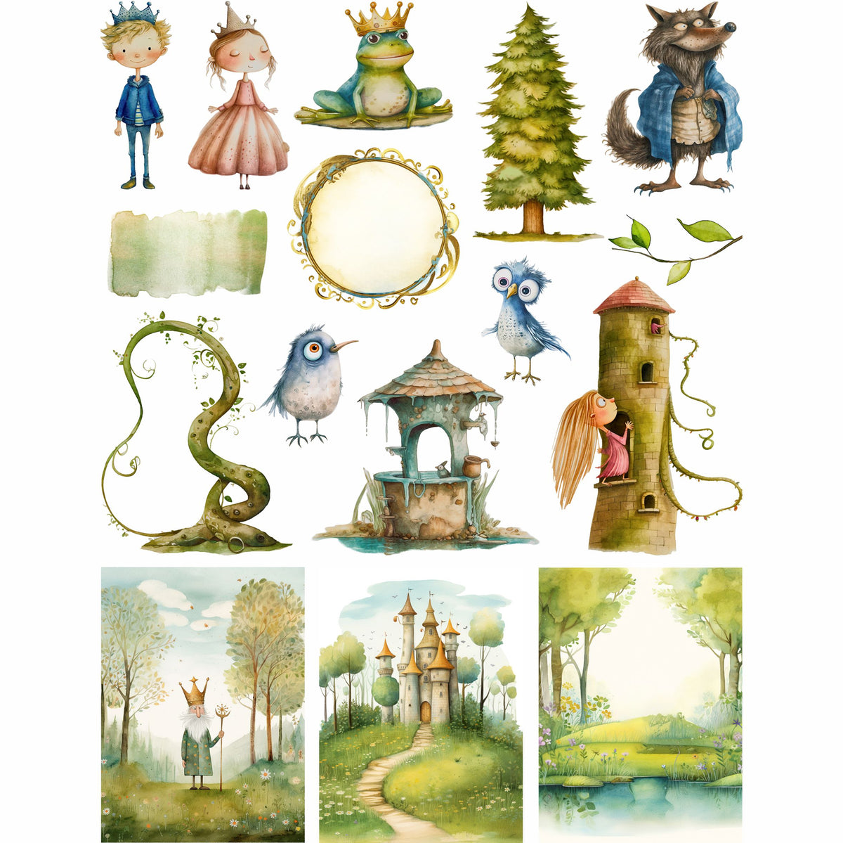 Fairytale Rice Paper, 20 x 26,6cm (6pc) - 6 Designs for Scrapbooking Cards Crafts, Decoupage by CRAFT KREATIVELY