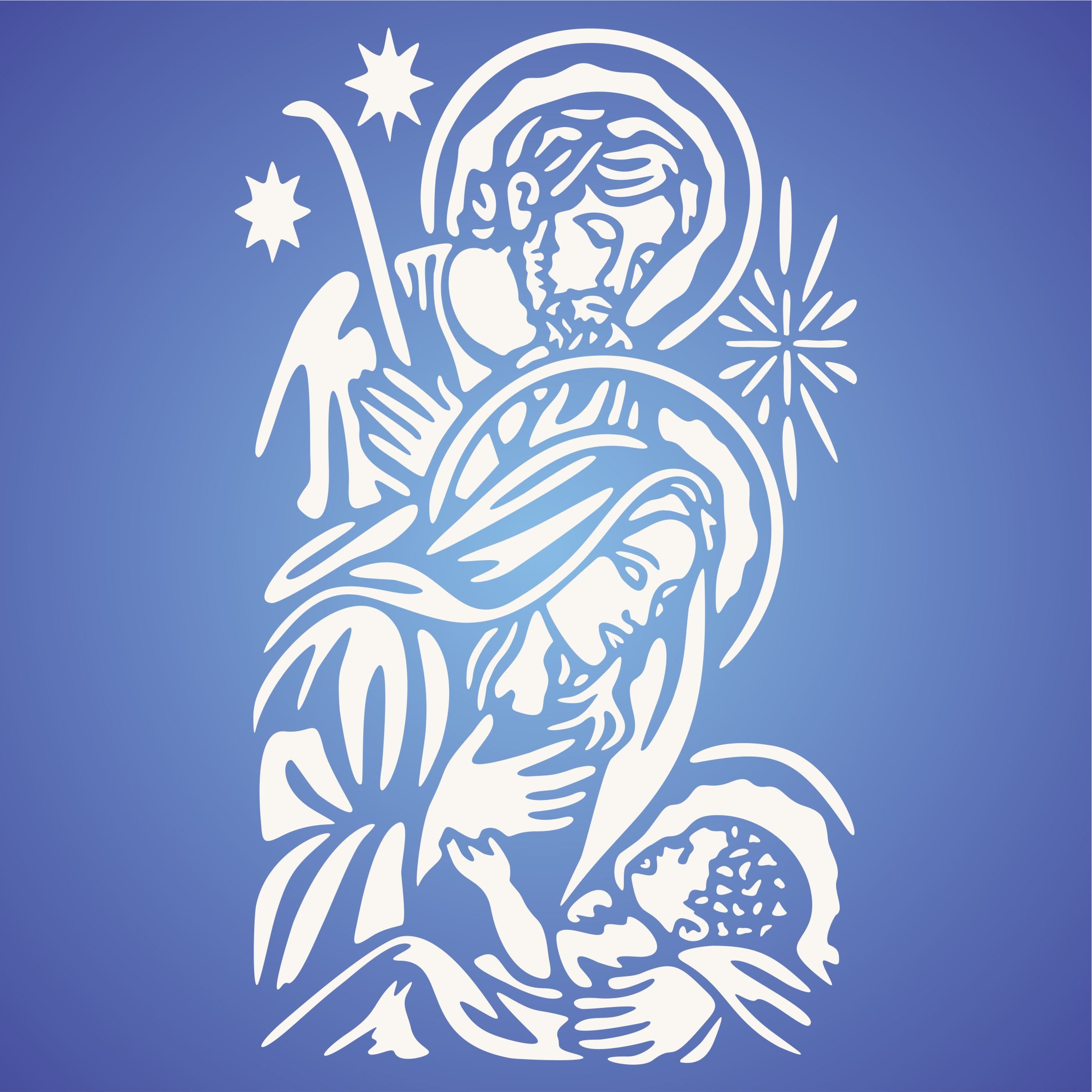 Holy Family Stencil - Nativity Jesus Mary Joseph Catholic Christian Religious