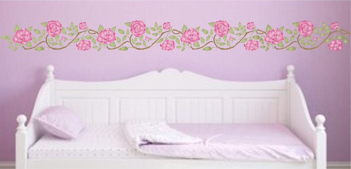 Rose Border Stencil, 36.83 x 11.43 cm - Classic Border Flower Rambling Rose