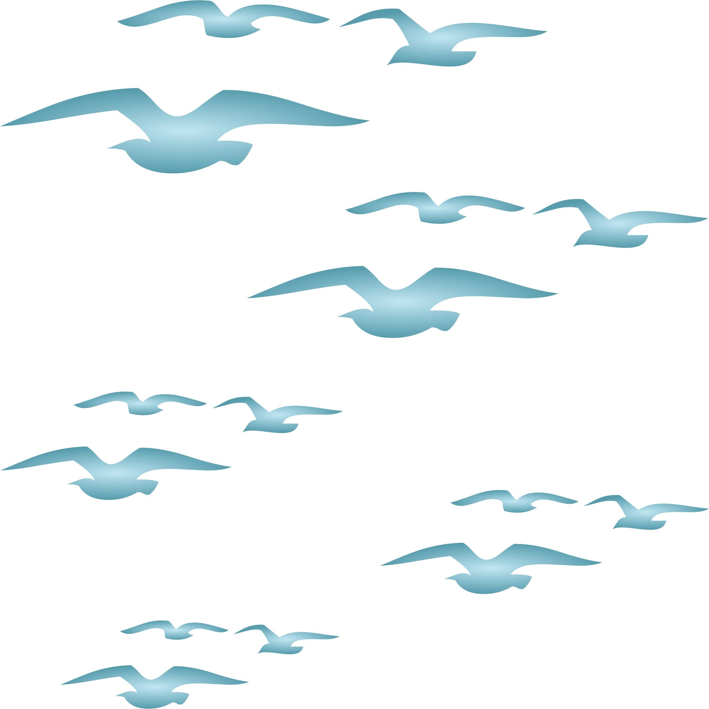 Flying Birds Stencil - Allover Birds Flying Template