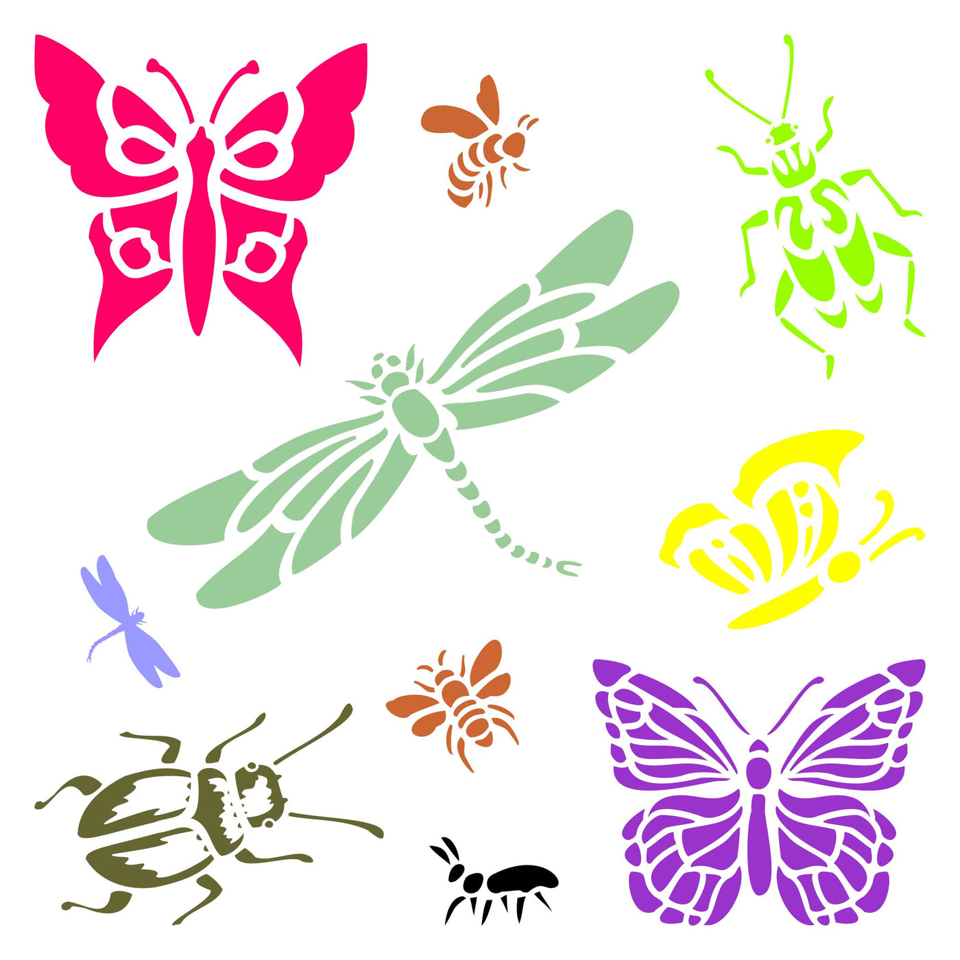 Insects & Bugs Stencil - Scrapbooking Art Decor