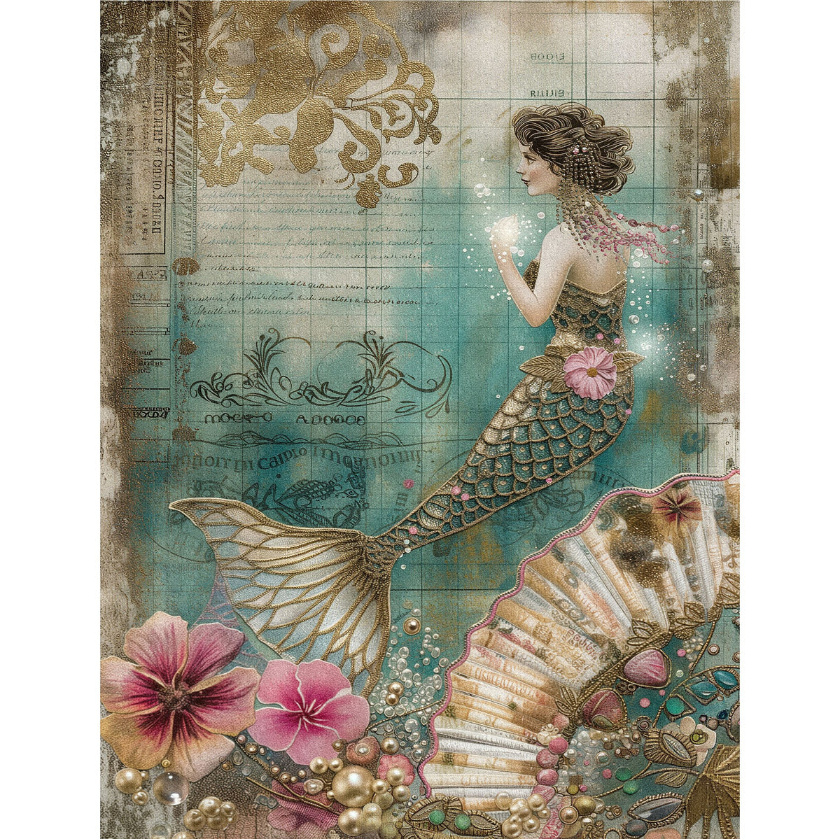Mermaid Decoupage Rice Paper, 20.32 x 26.67 cm - for Scrapbooking Cards Crafts