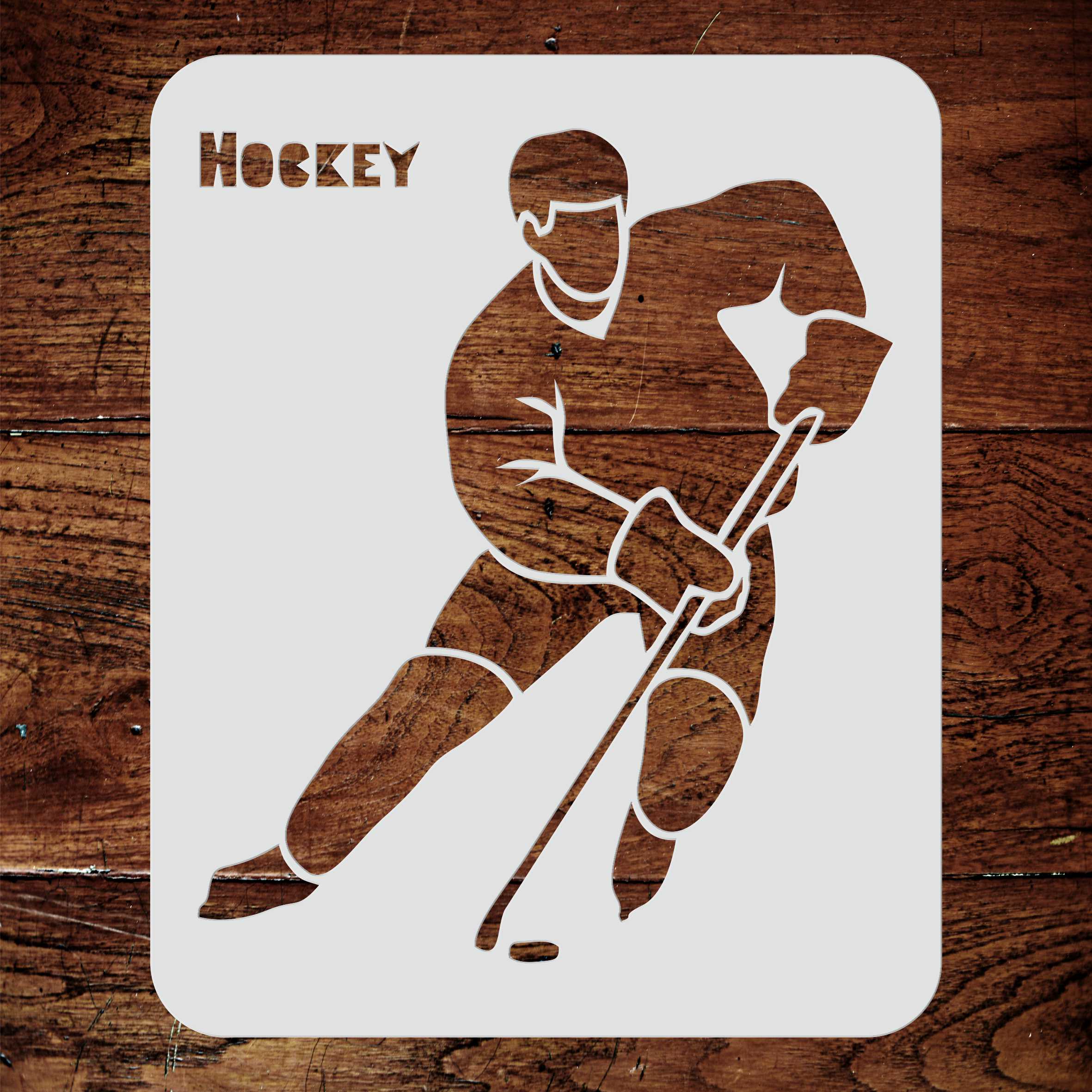 Hockey Stencil - Athlete Ice Hockey Player Stick Puck Word Quote