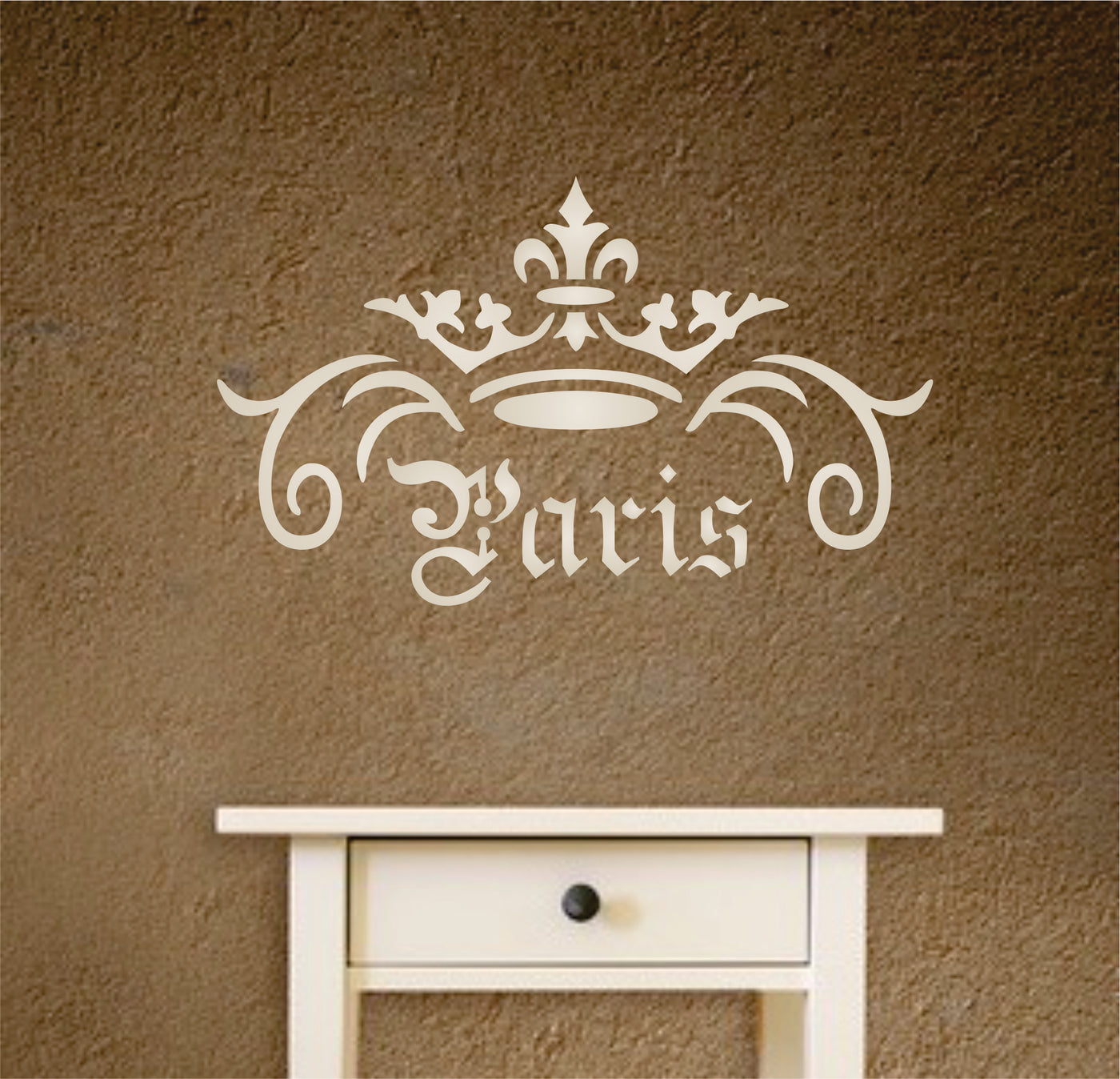 Paris Crown Stencil, 10.5 x 6.5 inch - Vintage French Themed Word