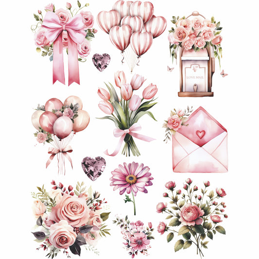 Valentines Day Rice Paper, 20.32 x 26.67 cm - for Decoupage Furniture Crafts