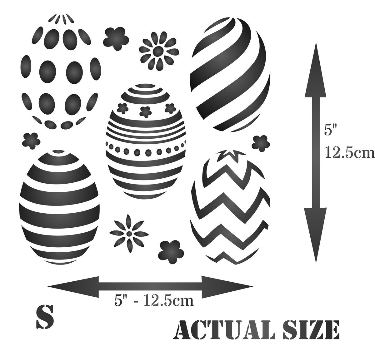 Easter Eggs Stencil, 11.43 x 11.43 cm - Classic Easter Egg Design
