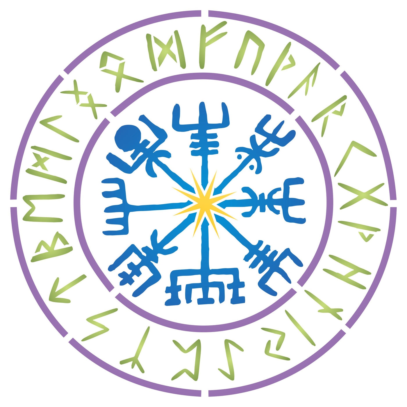 Viking Compass Stencil - Vegvisir Runic Nordic Compass Protection and Guidance