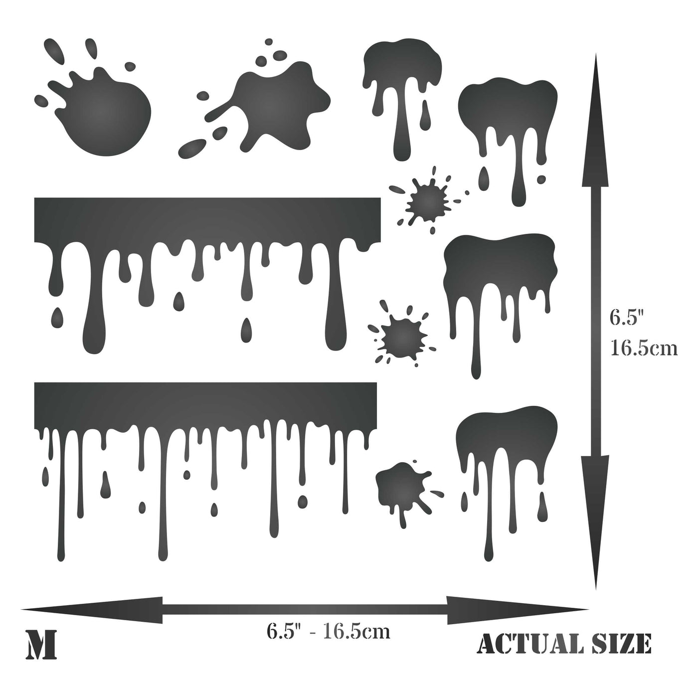 Drips Stencil - Blood Dripping Blot Drops Splatter Splashes Spatter Paint