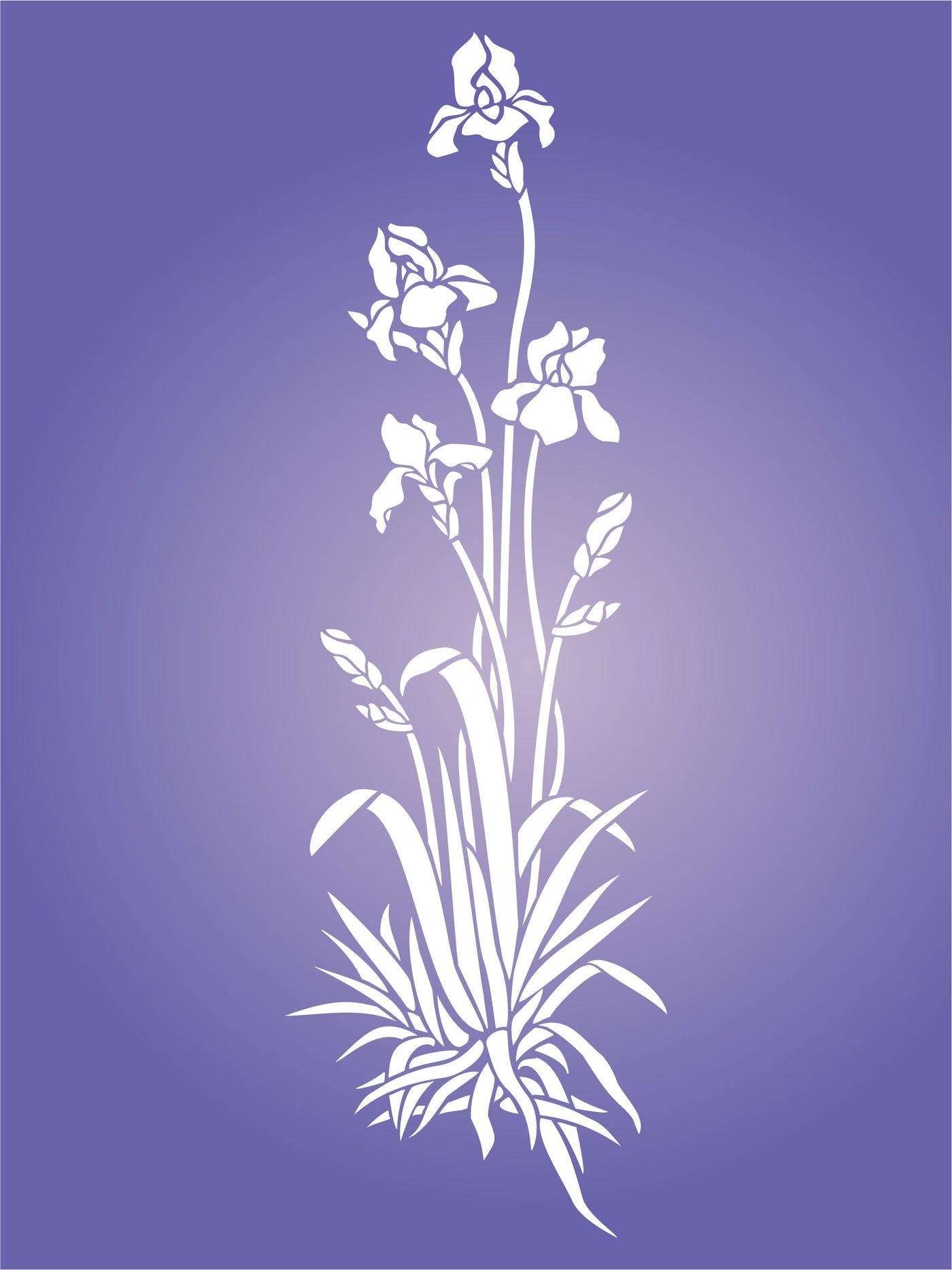 Iris Stencil, 6.5 x 20.5 inch - Single Flower Floral Plant