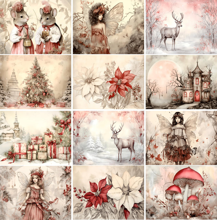 Christmas Pastel Decoupage Rice Papers, 21 x 26.5cm - 6 Sheets | 6 Unique Designs | Versatile Christmas Designs for Art Projects & Crafting by CRAFT KREATIVELY