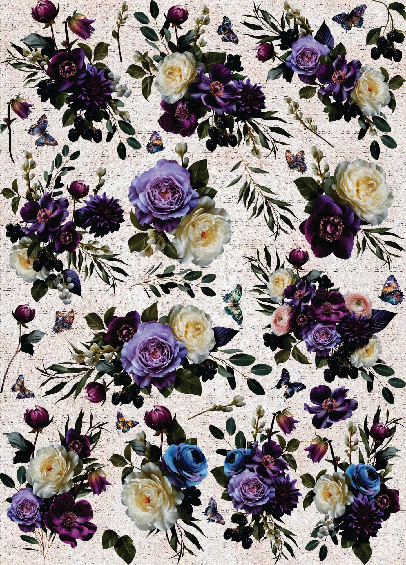 Dark Moody Purple Rice Paper, 29 x 40cm (1pc) - for Furniture Poster Craft Decoupage by CRAFT KREATIVELY