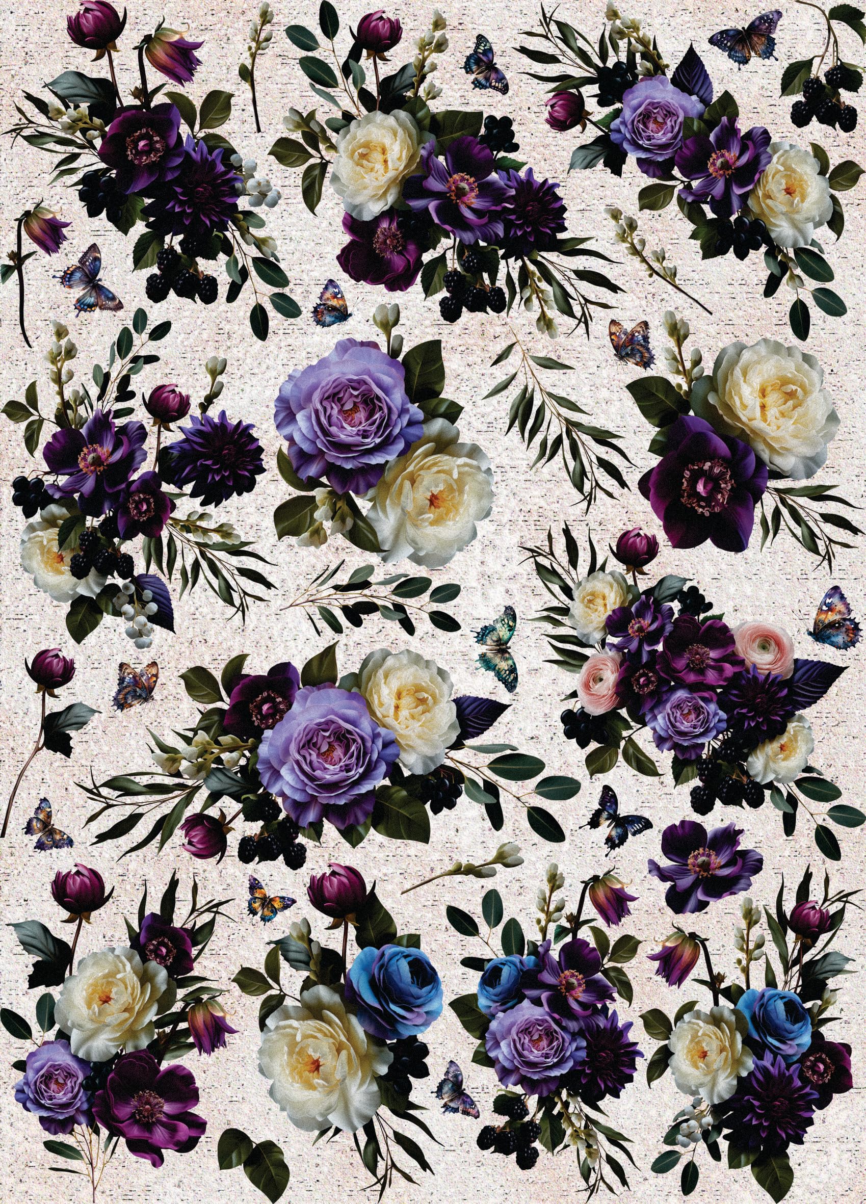 Dark Moody Purple Rice Paper, 29 x 40cm (1pc) - for Furniture Poster Craft Decoupage by CRAFT KREATIVELY