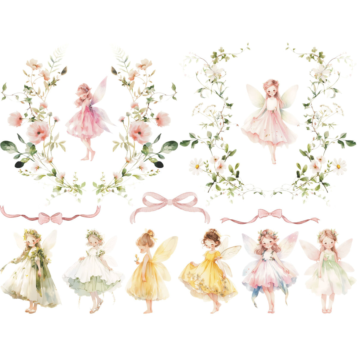 Fairy Frames Rice Paper, 20.32 x 26.67 cm - for Decoupage Scrapbooking Cards Craft
