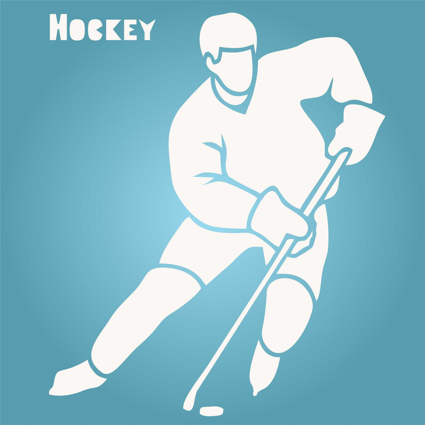 Hockey Stencil - Athlete Ice Hockey Player Stick Puck Word Quote